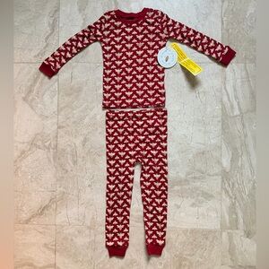 Burt's Bees Pajamas Kids 3T Red Cream Bee Print Organic Cotton